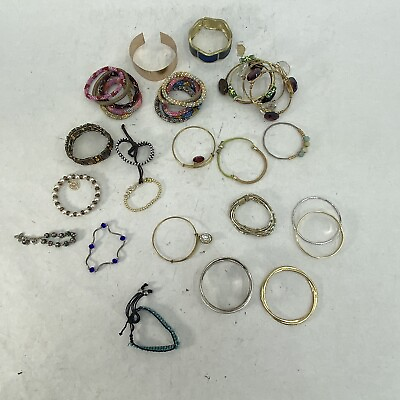 #ad Jewelry Bundle Beaded Bangles Cuff Multicolor Mixed Bracelets Lot Pcs 32 $30.00