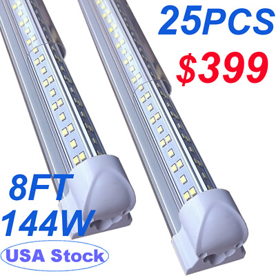 #ad 25Pack 8FT 144W LED Garage Lights 8 Foot Led Tube Lights Led Shop Light Fixture $399.99