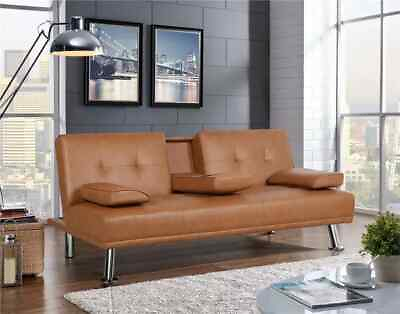 #ad Modern Faux Leather Futon Sofa Faux Leather Futon Sleeper Sofa Couch Leather $385.00