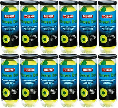 #ad TOURNA 12 Pack Pressurized Green Dot Tennis Balls in a Pressurized Can USTA A... $67.03