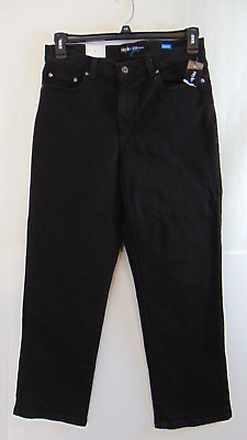 #ad NEW Style amp; Co Women#x27;s Easy High Rise Relaxed Leg Jeans Size 12P Black Tapers $19.95