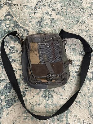 #ad Desigual Vintage Unisex Cross Body Shoulder Bag Fabric pleather Multi pockets $9.95