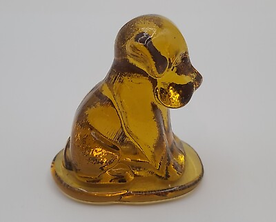#ad Vintage Degenhart Amber Brown Art Glass Dog Pooch Puppy Figurine $14.99