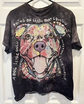 #ad Dean Russo Art 3D Tees Tie Dye TShirt 2014 Dog Love Black Size Large Pitbull $25.00