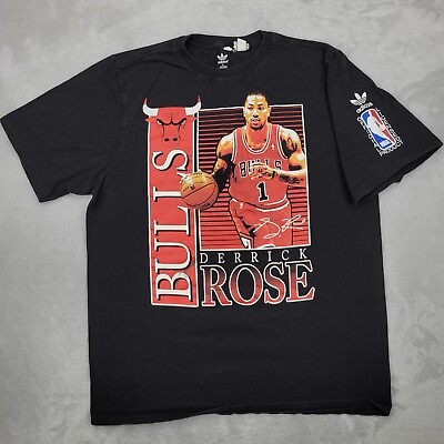 #ad Derrick Rose Shirt Men Large Chicago Bulls Adidas Basketball Team Trefoil Adult* $29.99