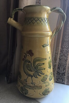 #ad Ceramiche Virginia Italy Pottery Design Rooster Enamel Decorative Vase Pitcher $18.99