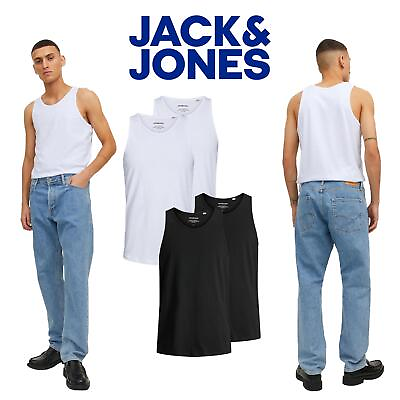 #ad 2 Pack Mens Sports Vest Jack amp; Jones Plain Tank Top Multipack UK Size S to 2XL GBP 16.99