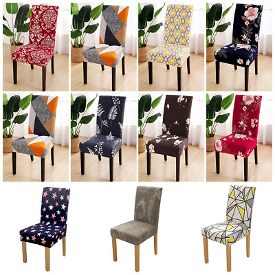#ad 1 4 6pcs Stretch Printed Chair Cover Dining Seat Cover Room Slipcover Home Decor $18.03