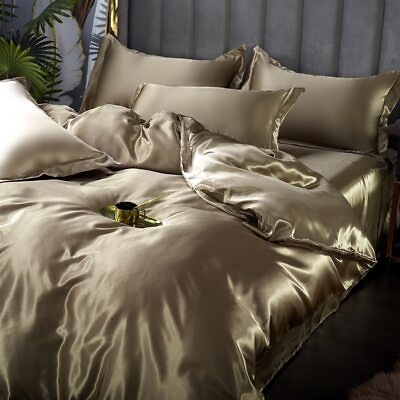 #ad Mulberry Silk Bedding Set Duvet Cover Bed Sheet Pillowcase King Queen Full Twin $50.95