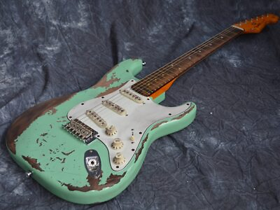 #ad Custom Heavy Heritage Electric Guitar Pickup SSS Finish Green Guitar Handmade $339.15