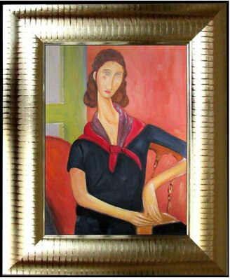 #ad Framed Modigliani Portrait Jeanne Repro Quality Hand Painted Oil Painting12x16in $148.95