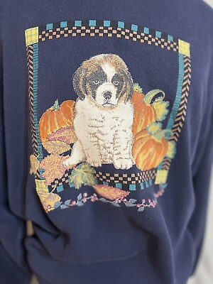 #ad Vintage Gopher Sport Womens Blue Sweatshirt Puppy Fall Pumpkins $14.00