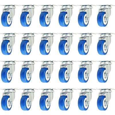 #ad 24 Pack Caster Swivel Plate On Blue Polyurethane Wheels 2quot; size wheels $28.99