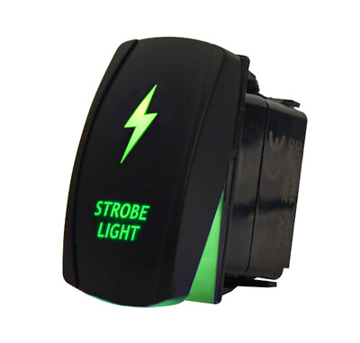 #ad Laser Rocker Switch Green Strobe LED Light On Off 12V 20A Universal 5 Pins Panel $7.69