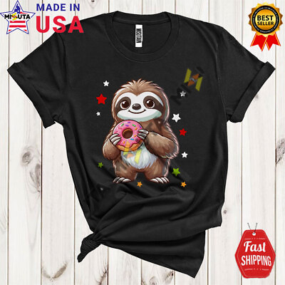 #ad Sloth Holding Donut Adorable Sloth Chef Matching Donut Food Zoo Animal T Shirt C $26.95