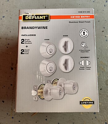 #ad Defiant Brandywine Stainless Steel Keyed Entry Project Pack Brand New $25.00