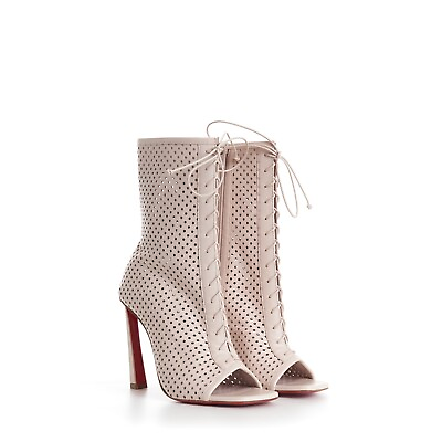 #ad CHRISTIAN LOUBOUTIN 1395$ Open Condoray Booty 100mm Perforated Leather $1045.00