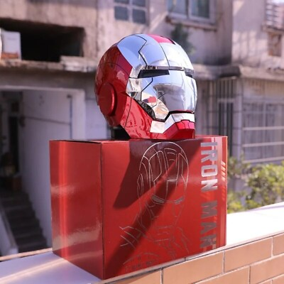 #ad Iron Man MK5 Helmet Red and Silver Automatic Face Lift AU $349.00