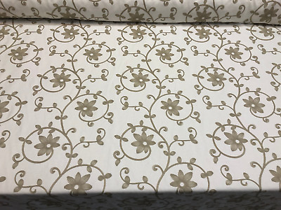 #ad 25 Yard Roll Everett Natural Floral Embroidered Fabric $230.00