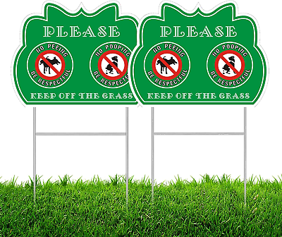 #ad No Peeing Pooping Be Respectful Dog Sign Keep Off The Grass Yard Sign with x 2 $18.01