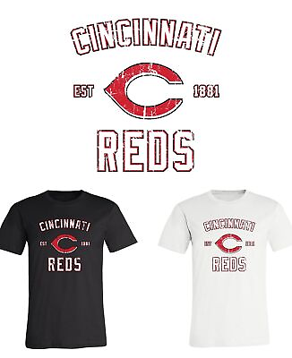 #ad Cincinnati Reds Est Distressed logo T shirt Sizes Youth Adult 6XL FAST Ship $24.99