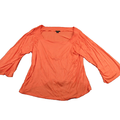 #ad Iman Chic Size 1X Orange Tunic Top On or Off the Shoulder Stretch $7.83
