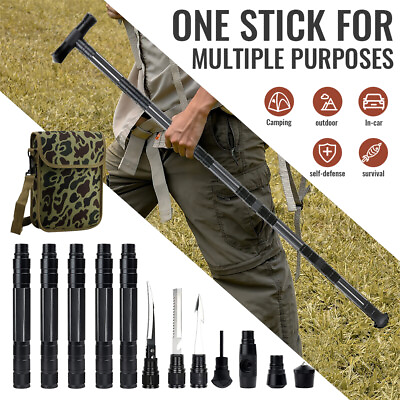 #ad Tactical Trekking Pole Hiking Camp Survival Walking Sticks Full Stainless Steel $74.99