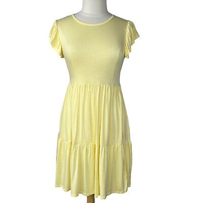 #ad Brit amp; Bri Womens Dress Yellow Tiered Cottage Core Size Small New $19.00