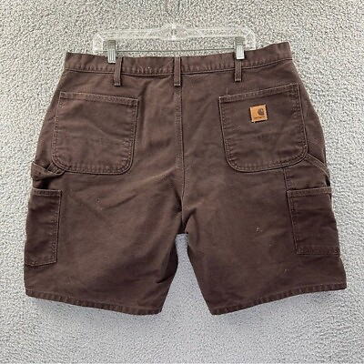 #ad Vintage Carhartt Carpenter Utility Shorts 8quot; 100% Cotton Brown B25 Men#x27;s 40 $29.99