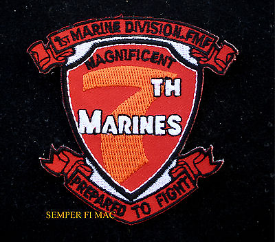#ad 7TH MARINES REGIMENT HAT PATCH US MARINE 1ST MAR DIV PIN UP MAGNIFICENT SEVENTH $9.91
