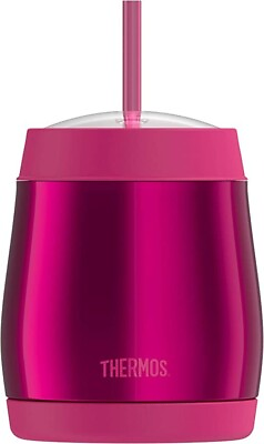 #ad NWT Thermos 16 Ounce Vacuum Insulated Cold Cup Pink With Straw $25 2C016 $12.74