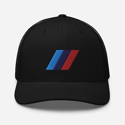 #ad BMW stripes Fan Embroidered Trucker Cap hat Black $29.00