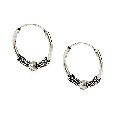 #ad Pair Sterling Silver Baltic Style Hoops Size 16mm GBP 3.49