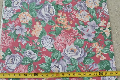 #ad By 1 2 Yd Vintage Large Lavender Pink Orange Floral Fabric Traditions P9242 $5.25
