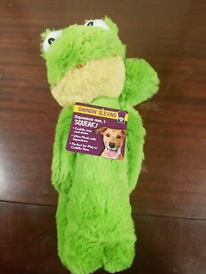 #ad Multipet Swingin#x27; Slevins Plush Dog Toy Squeaker Plush Frog Medium to Large Dogs $12.00