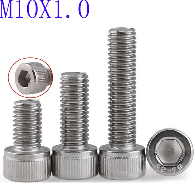#ad M10 1.0 Fine Thread 304 Stainless Steel Socket Head Caps Screws Metric DIN 912 $24.00