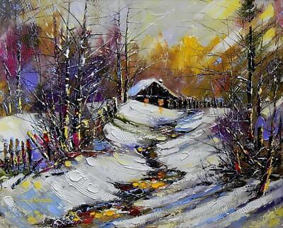 #ad 36quot;HandPainted Winter Oil Painting Landscape on Canvas for Home Decor Modern Art $81.37