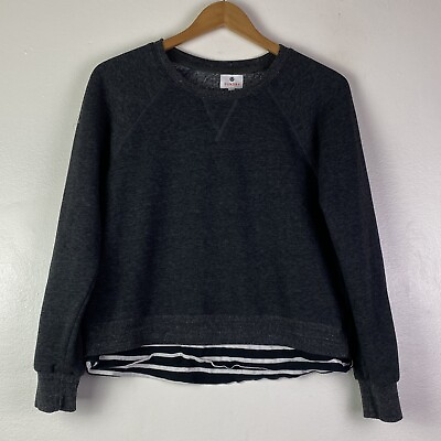 #ad Sundry Women#x27;s Layered Cozy Fleece Gray Pullover Sweater Sweatshirt Size M $22.50