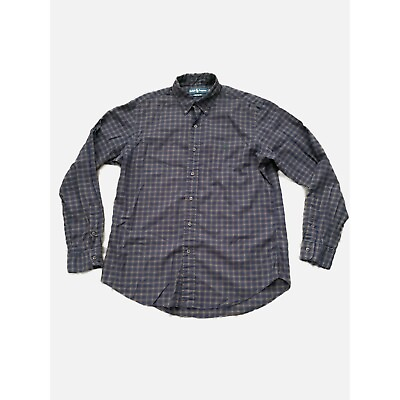 #ad Ralph Lauren Shirt Men#x27;s Large Blue Plaid Button Up Long Sleeve Custom Fit. $20.00