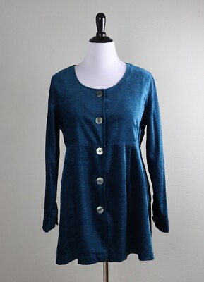 #ad SOFT SURROUNDINGS $89 Fiona Velvet Pleated Soft Jacket Shirt Top Size Large $24.99