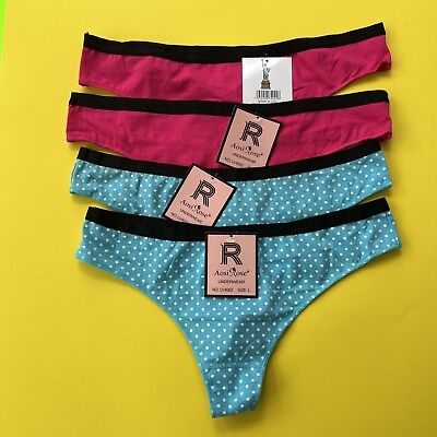 #ad Set 4 Cotton Sexy Women Thong Panties Lingerie Underwear Polka Dot L $7.80