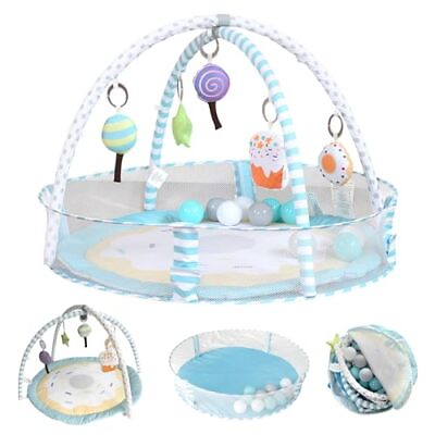 #ad Travel Activity Baby Play Gym amp; Ball Pit 4 in 1 Donut Play Blue Donut Playmat $88.09