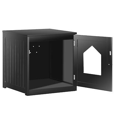 #ad Black Litter Box Enclosure 20.9quot; H MDF Frame Cat Crate Kitty Pet House $38.59