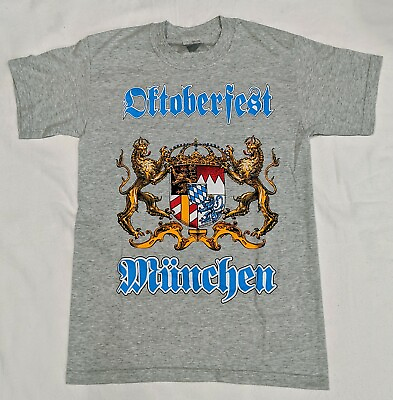 #ad Vintage Octoberfest Munchen Grey T Shirt 90#x27;s Beer Germany Screen Stars DS Small $10.99