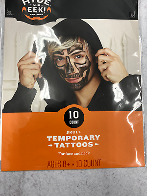 #ad Hide and Eek Skull Adult Face Tattoos Halloween costume Party Favors $4.99