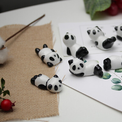 #ad 8 Pcs Panda Chopsticks Stand Cute Spoon Rest Ceramics Ornament $15.15
