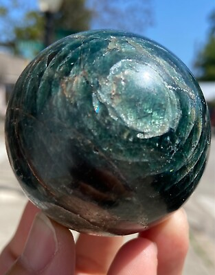#ad Green Apatite Round Sphere Ball Shape Polished Carved Crystal Mineral Stone #4 $88.00