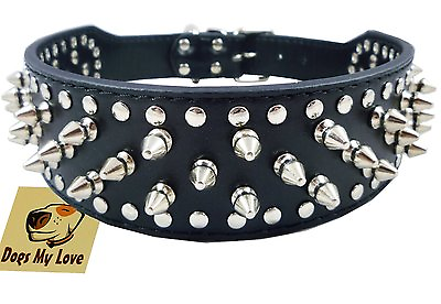 #ad Sharp Spiked Studded PU Leather Collar for Large Dog Pet Pitbull Mastiff Durable $8.88