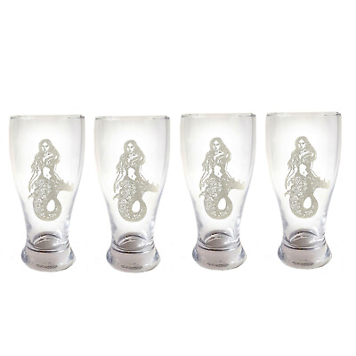 #ad Mermaid Pint Glass Set of 4 Free Personalized Engraving Mermaid Pilsner Glass $68.84
