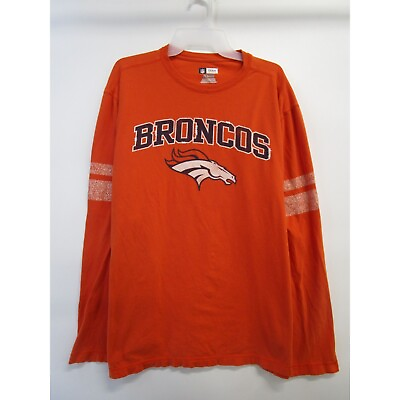 #ad NFL Team Apparel Mens XXL Pullover Long Sleeve Athletic Crew Neck T Shirt Orange $21.00